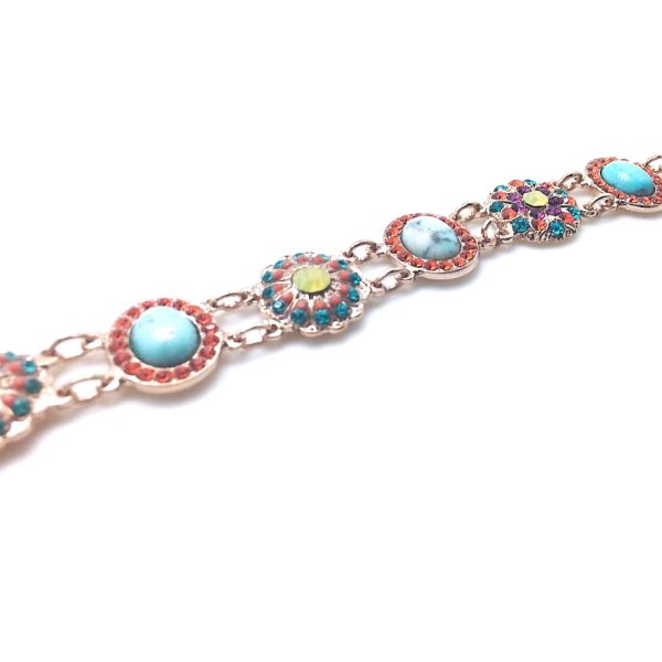 Mariana Bracelet Timeless Treasure Turq Mineral & Multi Color Swarovski Crystals Africa Coll.