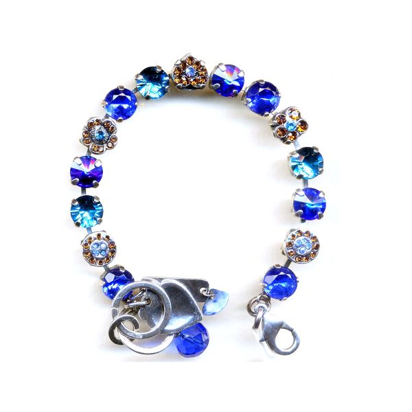 Mariana Bracelet Round & Flowers Sapphire and Smoked Topaz Austrian Crystals My Treasures Coll.