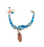 Bracelet By Mariana Zambezi Africa Coll. Fab Tassel Turquoise Mineral & Blues Swarovski Crystals