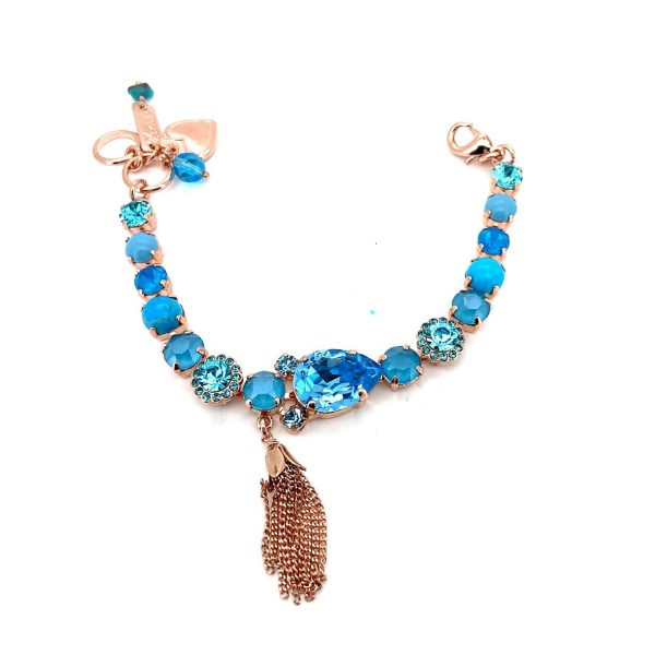 Bracelet By Mariana Zambezi Africa Coll. Fab Tassel Turquoise Mineral & Blues Swarovski Crystals