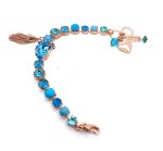 Bracelet By Mariana Zambezi Africa Coll. Fab Tassel Turquoise Mineral & Blues Swarovski Crystals - Image 3