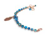 Bracelet By Mariana Zambezi Africa Coll. Fab Tassel Turquoise Mineral & Blues Swarovski Crystals - Image 2