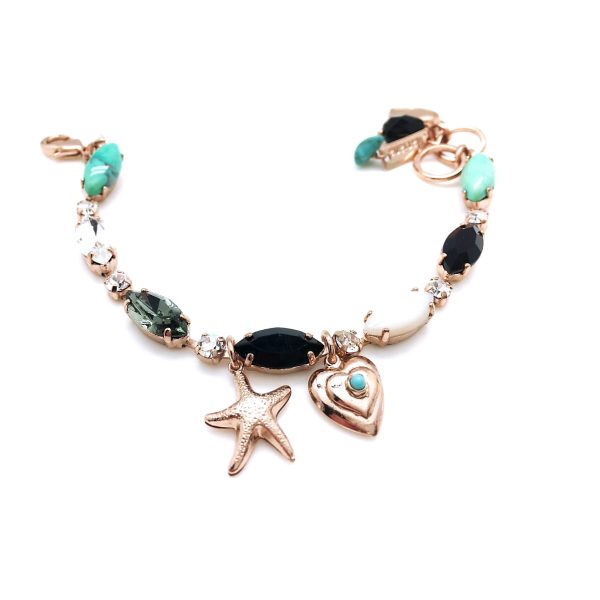 Mariana Bracelet Sophisticated Turq, Shell Mineral & Black Swarovski Crystals Africa Coll.