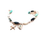 Mariana Bracelet Sophisticated Turq, Shell Mineral & Black Swarovski Crystals Africa Coll. - Image 2