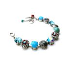 Mariana Bracelet Gorgeous Coral, Turquoise & Light Amethyst Swarovski Crystals Jennifer Icons Coll. - Image 2