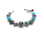 Mariana Bracelet Gorgeous Coral, Turquoise & Light Amethyst Swarovski Crystals Jennifer Icons Coll. - Image 3
