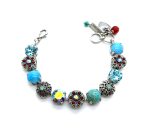 Mariana Bracelet Gorgeous Coral, Turquoise & Light Amethyst Swarovski Crystals Jennifer Icons Coll.