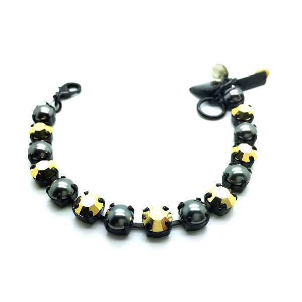 Mariana Bracelet Exquisite Aurum & Drk Grey Pearl Austrian Crystals My Treasures Coll.