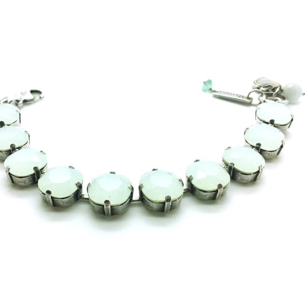 Bracelet By Mariana Woman Round Beaded Light Green Opal Swarovski Crystals