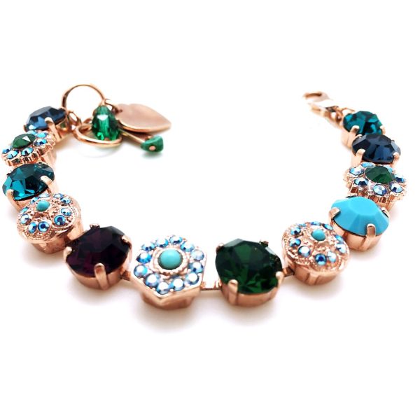 Bracelet By Mariana Woman Elegant Turquoise and Blue Zircon Swarovski Crystals
