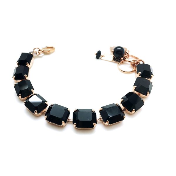 Bracelet By Mariana Woman Emerald Shape Classy Jet Black Swarovski Crystals