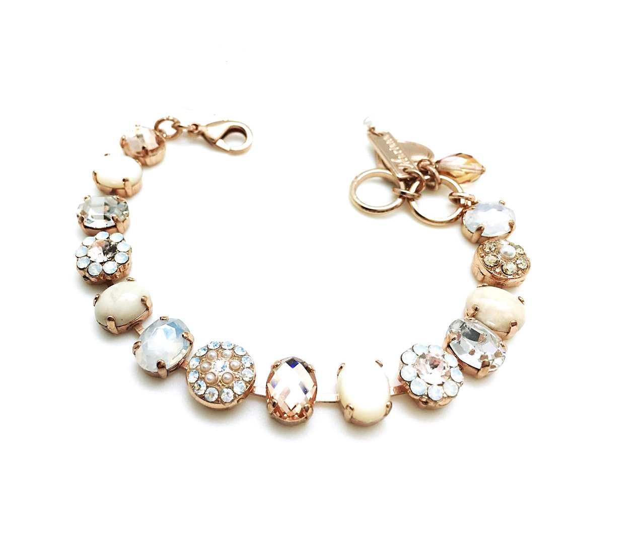 B-4416-2-1078-RG (1) Mariana Bracelet Stunning Lt Peach, Clear & Whites Swarovski Crystals Kalahari Africa Coll. - Image 1
