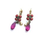 Mariana Earrings Dangling Amethyst & Ruby Swarovski Crystals East Meets West Coll. - Image 3