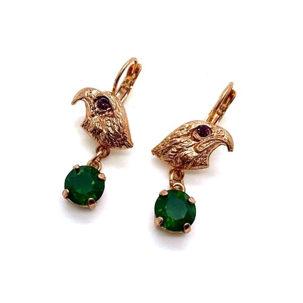 Earrings By Mariana Inspiration Coll. Eagle Amethyst and Green Swarovski Crystals