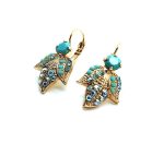 Earrings By Mariana Woman Elegant Leaf Shaped Turquoise and Aquamarine Swarovski Crystals