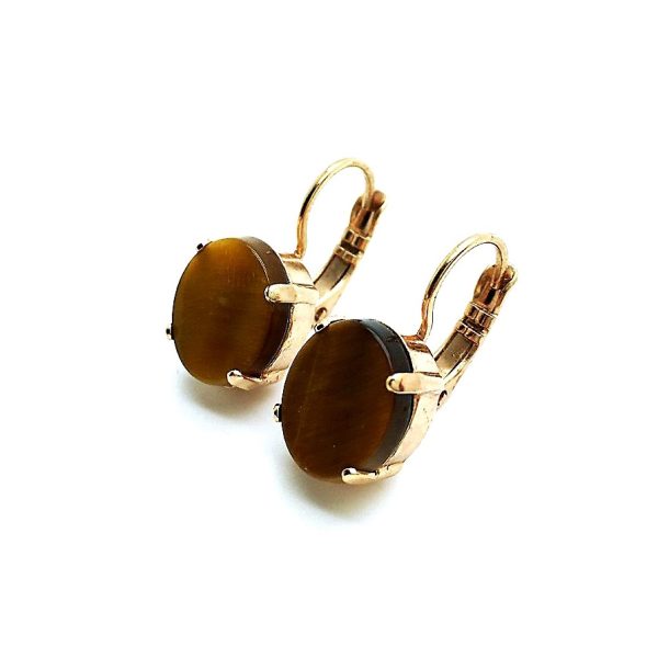 Mariana Earrings Lovely Gold Tiger Eye Mineral My Treasures Coll.