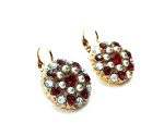 Mariana Earrings Floral Cream Pearl, Clear & Siam Swarovski Crystals My Treasures Coll. - Image 3
