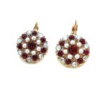Mariana Earrings Floral Cream Pearl, Clear & Siam Swarovski Crystals My Treasures Coll.