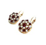 Mariana Earrings Floral Cream Pearl, Clear & Siam Swarovski Crystals My Treasures Coll. - Image 2