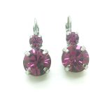 Mariana Earrings Silver Plated Fuchsia Pink Swarovski Crystal My Treasures Coll. - Image 3