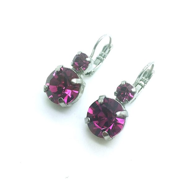 Mariana Earrings Silver Plated Fuchsia Pink Swarovski Crystal My Treasures Coll.