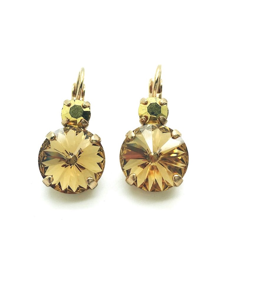 E-1037R-246-RG6 (1) Earrings By Mariana Woman Adorable Colorado Topaz and Dorado Swarovski Crystals - Image 1