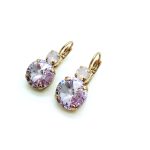 Earrings By Mariana Woman Dainty Violet and Rose Opal Swarovski Crystals - Image 2