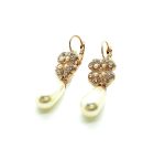 Mariana Earrings Cream Pearl & Clear Austrian Crystals Barbados Caribbean Life Coll. - Image 2