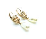Mariana Earrings Cream Pearl & Clear Austrian Crystals Barbados Caribbean Life Coll. - Image 3