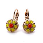 Mariana Earrings Masai Africa Coll. Dainty Floral Yellow Opal & Orange Austrian Crystals - Image 2