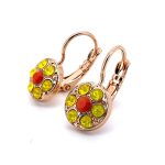 Mariana Earrings Masai Africa Coll. Dainty Floral Yellow Opal & Orange Austrian Crystals