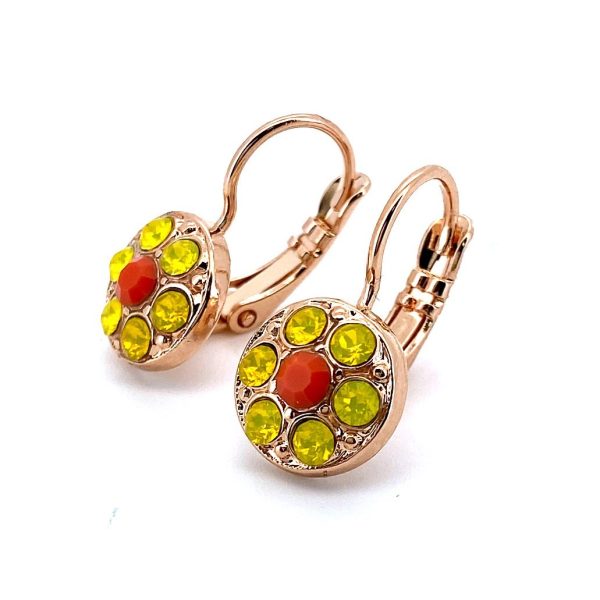 Mariana Earrings Masai Africa Coll. Dainty Floral Yellow Opal & Orange Austrian Crystals
