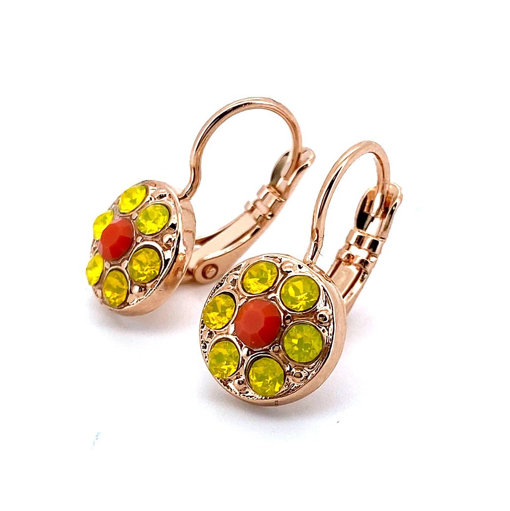 E-1044-1-1077-RG6 (2) Mariana Earrings Masai Africa Coll. Dainty Floral Yellow Opal & Orange Austrian Crystals - Image 1