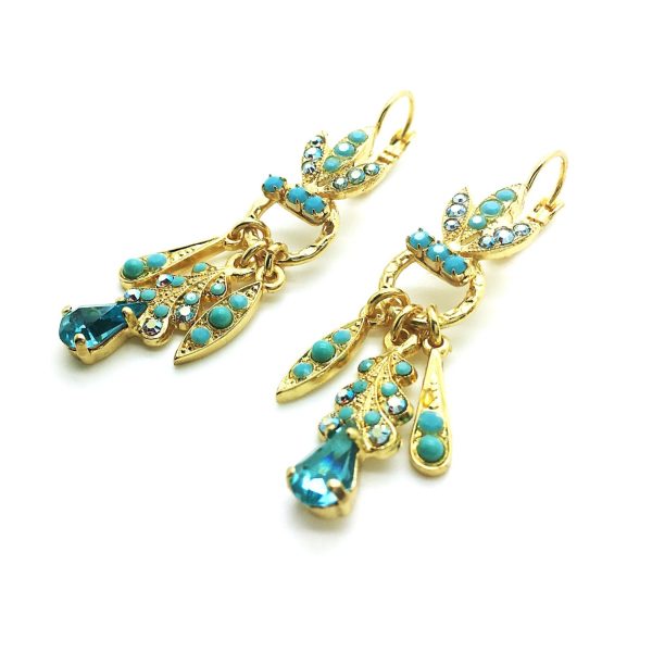Mariana Earrings Ocean & Light Blue Swarovski Crystals On A clear Day Inspiration Coll. YG Plated