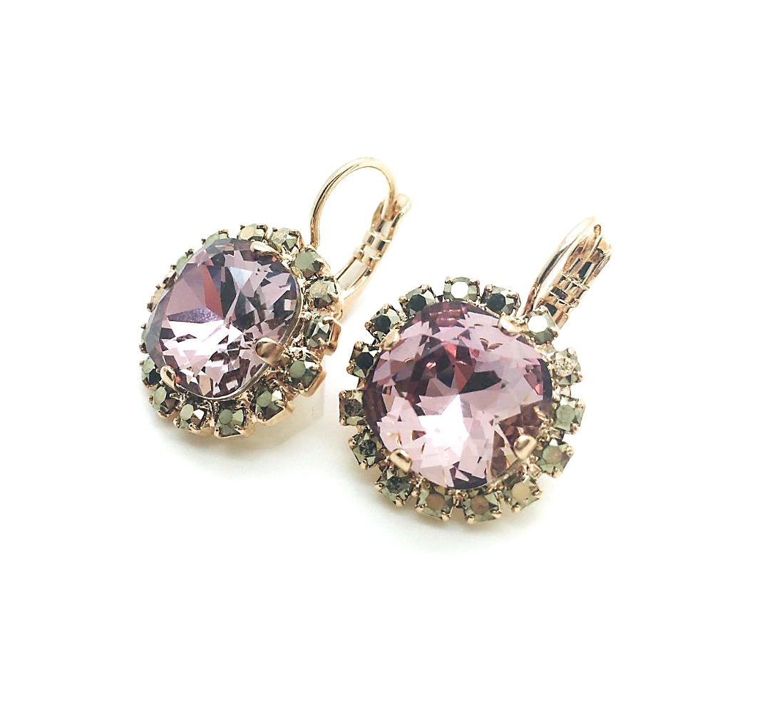 E-1080-4-134453-RG6 (1) Earrings By Mariana Woman Faceted Pink and Gold Swarovski Crystals - Image 1