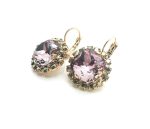 Earrings By Mariana Woman Faceted Pink and Gold Swarovski Crystals - Image 3