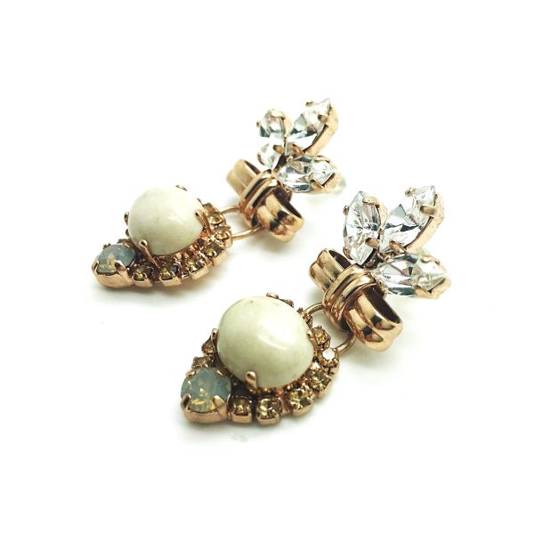 Mariana Earrings Exquisite White Turq Mineral & Clear Swarovski Crystals Nirvana Coll.