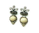 Earrings By Mariana Woman White Turquoise Mineral and Clear Swarovski Crystals