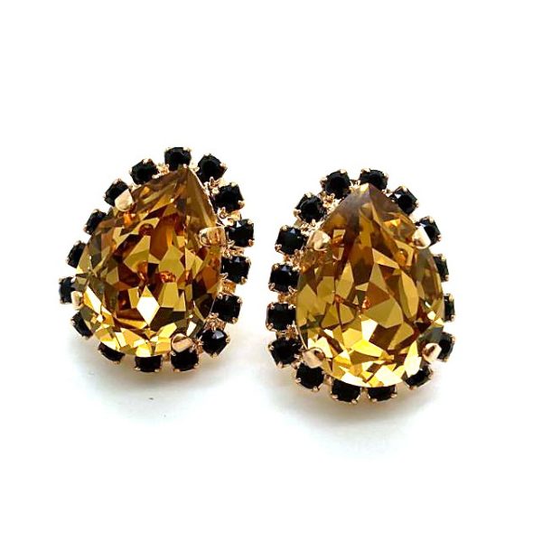 Mariana Earrings Luxurius Golden Shadow & Jet Swarovski Crystals My Treasures Coll.