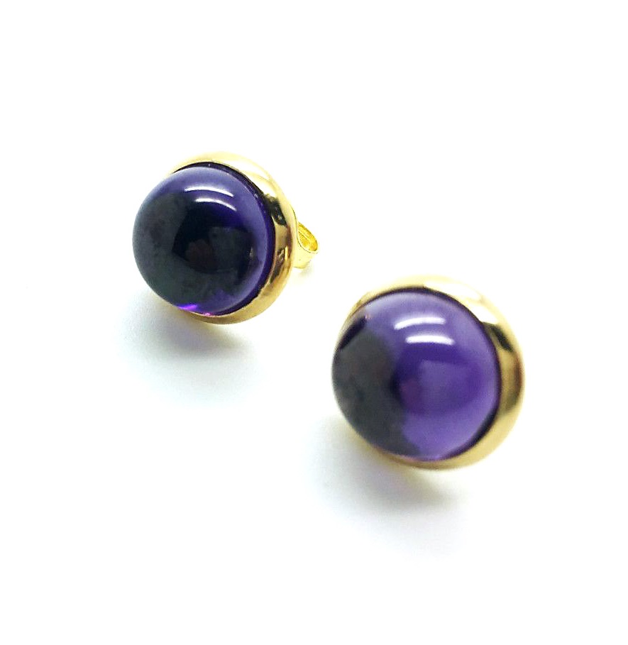 E-1110-M13-RG2 (3) Mariana Earrings Dainty Round Amethyst Mineral My Treasures Coll. - Image 1