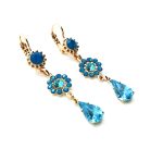 Earrings By Mariana Woman Dangling Aquamarine and Blue Opal Swarovski Crystals - Image 3