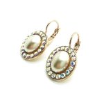 Mariana Earrings Shimmering Cream Pearl & AB Swarovski Crystals My Treasures Coll.