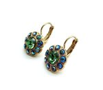 Earrings By Mariana Woman Floral Emerald and AB Swarovski Crystals