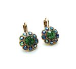 Earrings By Mariana Woman Floral Emerald and AB Swarovski Crystals - Image 3
