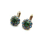 Earrings By Mariana Woman Floral Emerald and AB Swarovski Crystals - Image 2