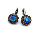 Mariana Earrings Flower Shape Sapphire & Smoked Topaz Swarovski Crystals My Treasures Coll.
