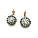 Mariana Earrings Cream Pearl, Blue & Moonlight Swarovski Crystals My Treasures Coll.