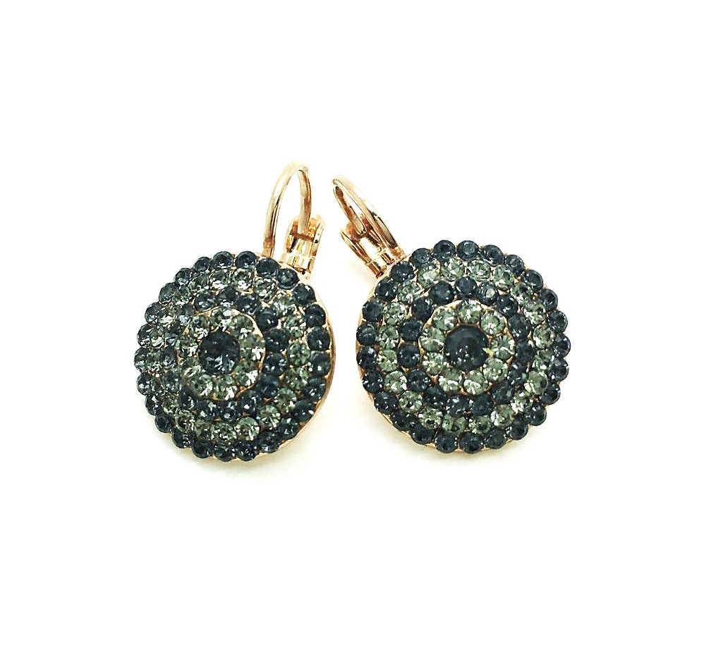 E-1193-24245-RG6 (1) Mariana Earrings Elegant Morion & Silver Night Swarovski Crystals My Treasures Coll. - Image 1