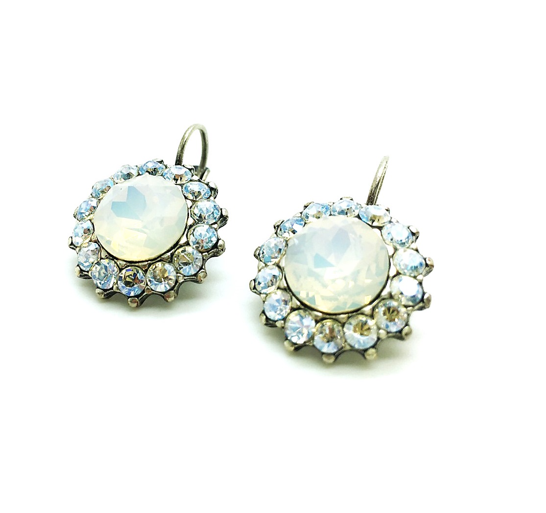 E-1317-5087-SP6 (2) Earrings By Mariana Woman Glitzy Floral Clear and Opal Swarovski Crystals - Image 1