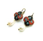 Mariana Earrings Pearl Mineral & Multi Color Swarovski Crystals St. Barths Caribbean Life Coll. - Image 3